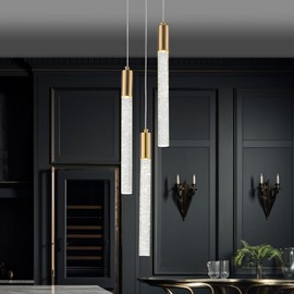 Modern Crystal Kitchen Island Light 3-Lights Pendant Lights Bubble Pendant Lighting Mini Ceiling Hanging Lights for Dining Room Bedroom
