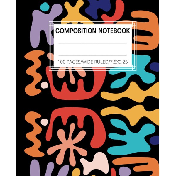 Composition Notebook Wide Ruled: Matisse Splatter Pattern Cute Aesthetic Preppy
