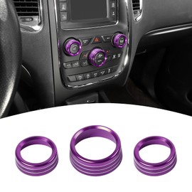 PDKLIN AC Volume Switch Knob Trim Ring Compatible with Dodge Charger 2011+/Challenger 2015+/RAM 2012-2017/Durango 2016-2022/Chrysler 300C 2011+, Aluminum Alloy Interior Accessories 3pcs, Purple