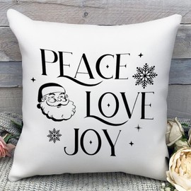 Mutilovely Christmas Decorative Square Throw Pillow Covers Peace Love Joy Xmas Cushion Cases Square Accent Pillowcases for Sofa Bedroom Couch Car Housewarming Gift 12x12in