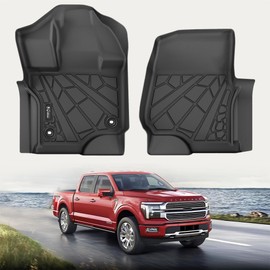 KARPAL Floor Mats Fit Ford F-150 Supercrew/Supercab 2015-2025 (Includes 22-25 Lightning Model) Custom Fit All Weather TPE F150 Accessories Car Mats Front Floor Liners