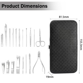 Eyech 19pcs Professional Manicure and Pedicure Kit - Nail Clipper Set for Women & Men, Stainless Steel Nail Care Kit, Nail Grooming Kit for Facial, Hand, and Foot Care (Bonus Champagne Rhinestones)