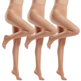 Yilanmy Toeless Pantyhose Sheer Tights for Women 20D Open Toe Pantyhose High Waist Nylons 3 Pairs