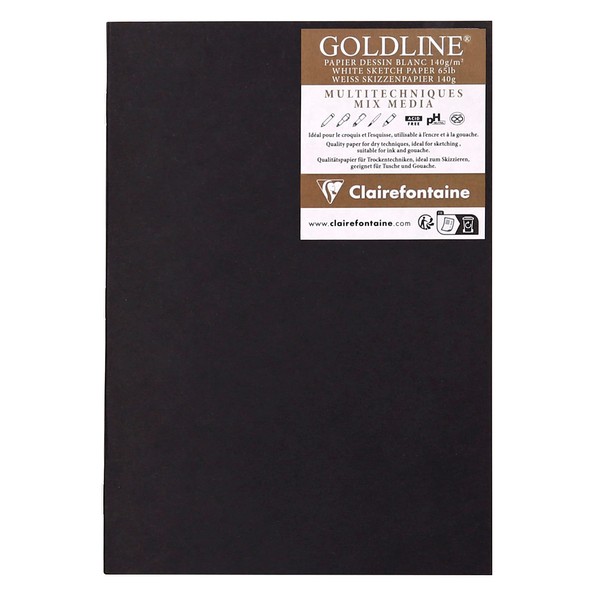 Clairefontaine Goldline 975525C Sketch Book DIN A4 21 x 29.7 cm 20 Sheets 140 g Ideal for Dry Techniques Pack of 1 White