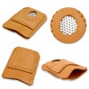 4 Pieces Leather Thimble Hand Sewing Thimble Finger Protector Coin