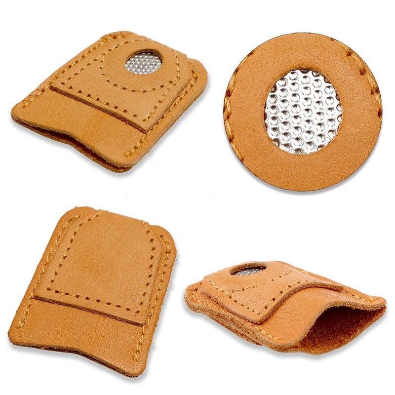 4 Pieces Leather Thimble Hand Sewing Thimble Finger Protector Coin