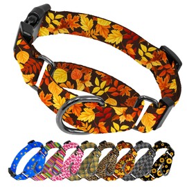 Kazazoo Martingale Collar for Dogs with Quick Release Buckle Adjustable Soft Durable Dog Collar for Small Medium Large No Pull Training Dog Collars-Maple Leaf S