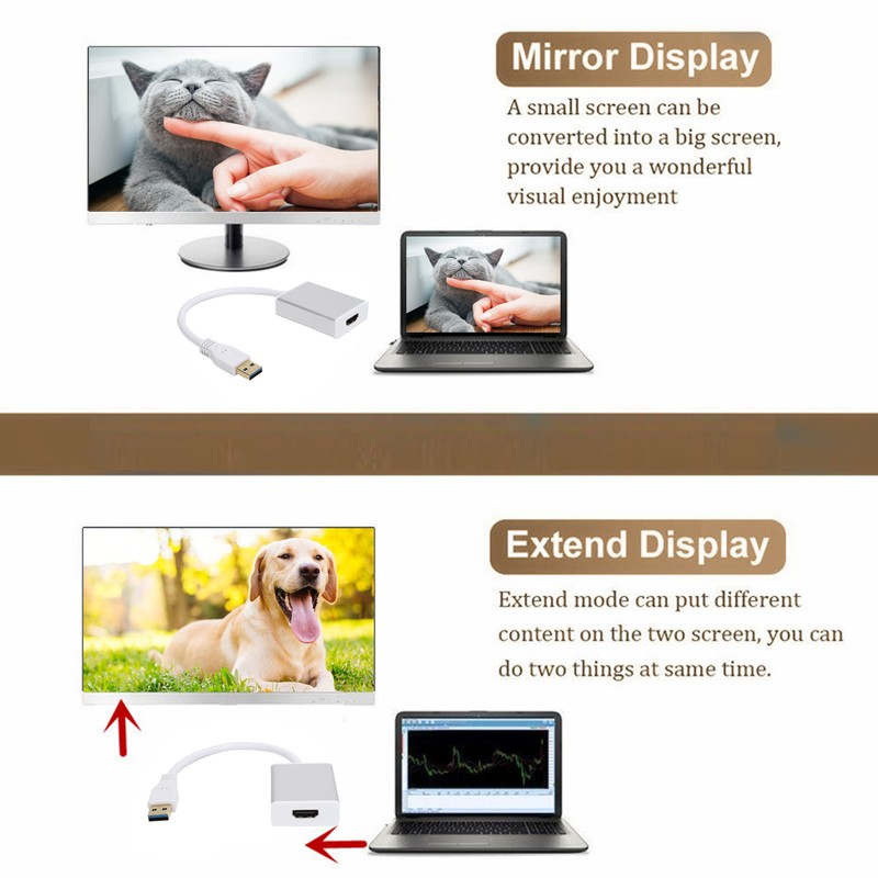 USB to High Definition Multimedia Interface Adapter with Drive Extend