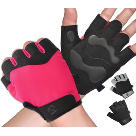 AQF Weight Lifting Gym Gloves Training Workout Fitness Gloves for Men Women Padded Palm Grip - for Cycling, Lifting, Exercise, Pull Ups, Weightlifting - Breathable and Snug fit (Pink, XS)