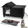 GINDOOR Heated Cat House for Outside, Large Feral Cat Shelter,