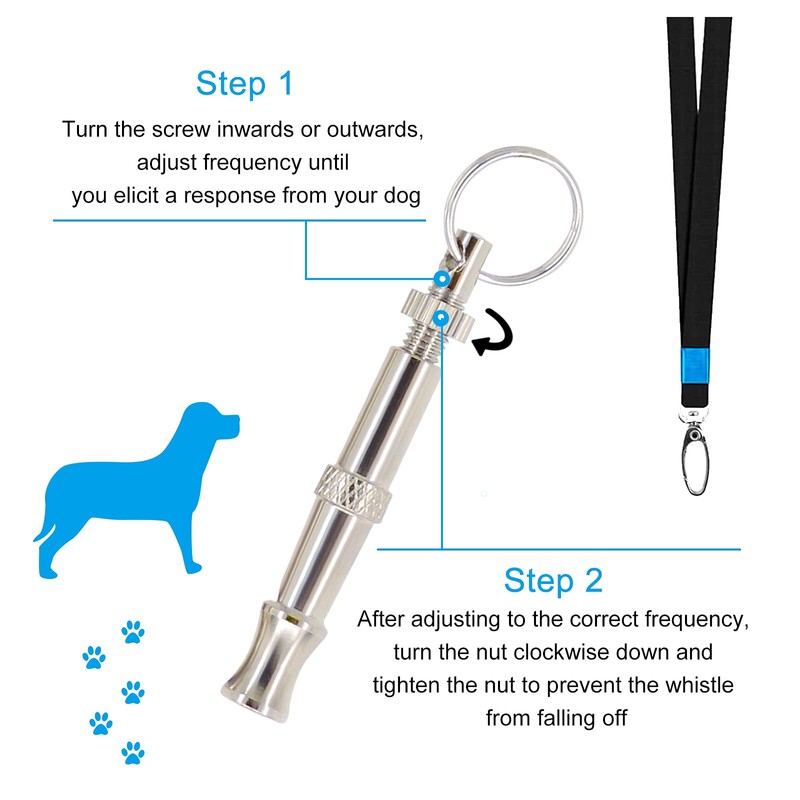 Andiker Dog Whistles with Lanyard 2 Pieces Professional Stainless Steel