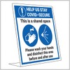 Vsafety Covid Secure Desk Sign - Shared Space - 150mm