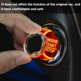 CGEAMDY Engine Start Button Cover, Diamond Car Engine Start Stop Button Ring, Start Stop Button Protective Cover, Crystal Start Button Ignition Protective Cover (White)