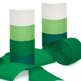 GAKA FAVOR Crepe Paper Green Crepe Ribbons (8 Rolls) 4.5 cm x 25 m Crepe Ribbons Streamers for Wedding Birthday Party Celebration Decoration