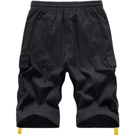 Vcansion Men's Cotton Casual Relaxed Fit Elastic Waist Drawstring Cargo Shorts Grey 32/Tag L