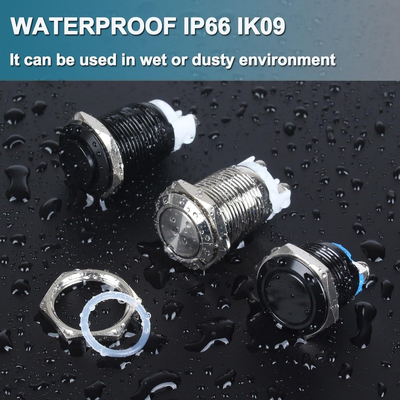 DMWD 2-Pack 16mm Metal Momentary Push Button Switch Screw Terminals