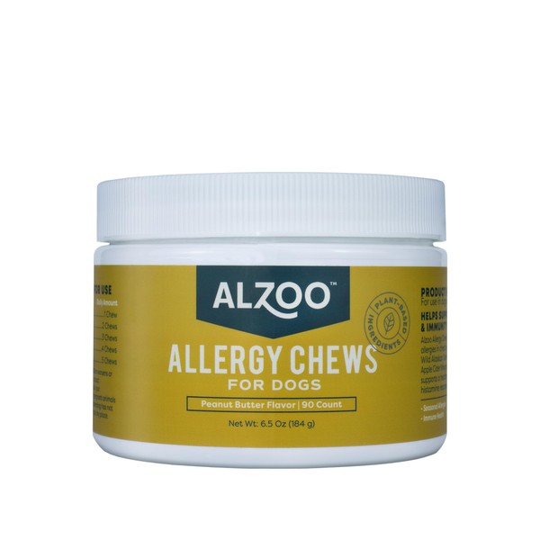 ALZOO Allergy Chews for Dogs, 100% Plant-Based Active Ingredients, Peanut