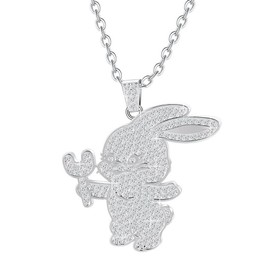 X9H8N9 Kpop Merch Bunnies Necklace Pendant Cubic Zirconia 18K Gold Plated Jewelry for Nwjns Bunny