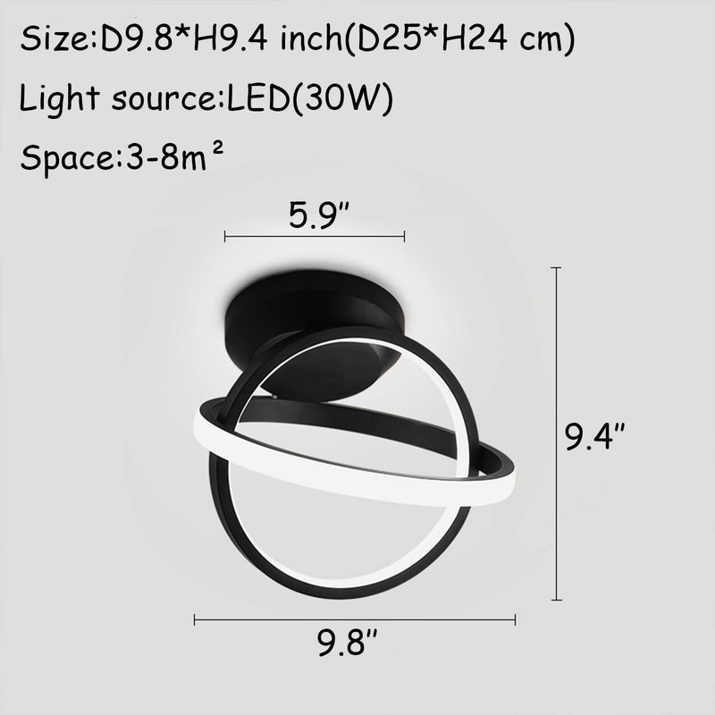 CANEOE Black Led Ceiling Light, 6000K Lighting Fixtures, Metal Creative