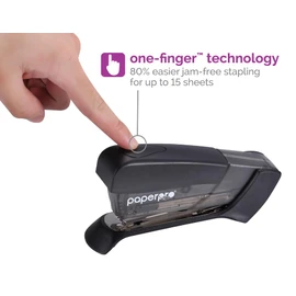 PaperPro Compact Classic Desktop Stapler, 15 Sheet Capacity, No Effort, One Finger, 80% Easier Stapling, Black