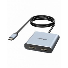 fairikabe USB C to Dual HDMI Adapter 4K 60Hz, USB-C Splitter, 2 Monitors, Extended Display, Type-C to HDMI Hub, Multiple Monitors, Docking Station for Laptops (DP Alt Mode Required)