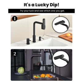 Waterfall 3 Hole Matte Black Kitchen Sink Faucet with Separate Handle and Soap Dispenser, AJOBEND Stainless Steel 3-Mode Pull Down Faucets for Kitchen/Bar/RV Sink, Single Handle 360° Swivel