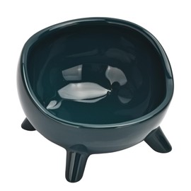 Ceramic Raised Cat Bowl,Elevated Cat Food Bowl for Indoor Cats, Anti Vomiting & Protect Pet's Spine,Cute Tilted Dish for Flat Faced Cats and Kitten (Green)