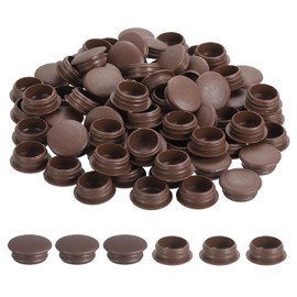 MECCANIXITY 125Pcs Plastic Hole Plugs, 3/4" x 5/16"(DxH) Hole Cover Tubing End Cap for Round Holes(15mm), Cabinet Furniture Cupboard Shelves, Dark Brown