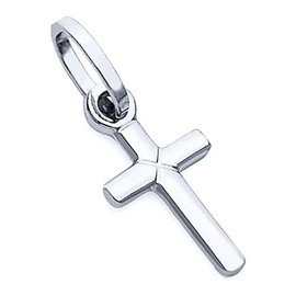 The World Jewelry Center 14k REAL Yellow OR White Gold Tiny Latin Style Cross Charm Pendant, 14K Gold, No Gemstone