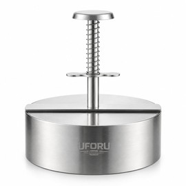 UFORU 4.5 Inch Burger Press,304 Stainless Steel Hamburger Patty Maker,Heavy Duty Non-Stick Patty Press,Spring Back Design,Dishwasher Safe Burger Maker for Smash Burgers Ground Beef,BBQ,Kitchen