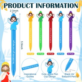 oneant 60 Pcs Christian Gifts Bulk 30 Bible Verses Pens 30 Scripture Quote Cards 30 Organza Bags Colorful Religious Ballpoint Pen Jesus Loves Me Greeting Card for Easter Thanksgiving Party School