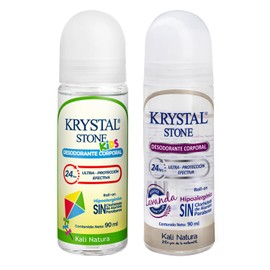 Krystal Stone Desodorante Dúo Mom & Kids Roll on 90ml - Lavanda & Manzana Roja/Manzanilla (2 Pack)