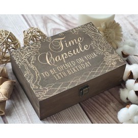 18th Birthday Commemorative Capsule: Elegant Engraved Memory Box for Baby's First Year, Anniversary & Special Milestones, Premium Keepsake Chest (Size 1, Dark Finish)