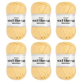 Rebower Cotton Yarn,100% Cotton Soft Knitting Yarn [for Hand DIY Bag Cushion Crocheting Knitting Project Home Decor] -6 Skeins of 300g/10.58oz(Per Skein 50g/109yards)/Light Yellow
