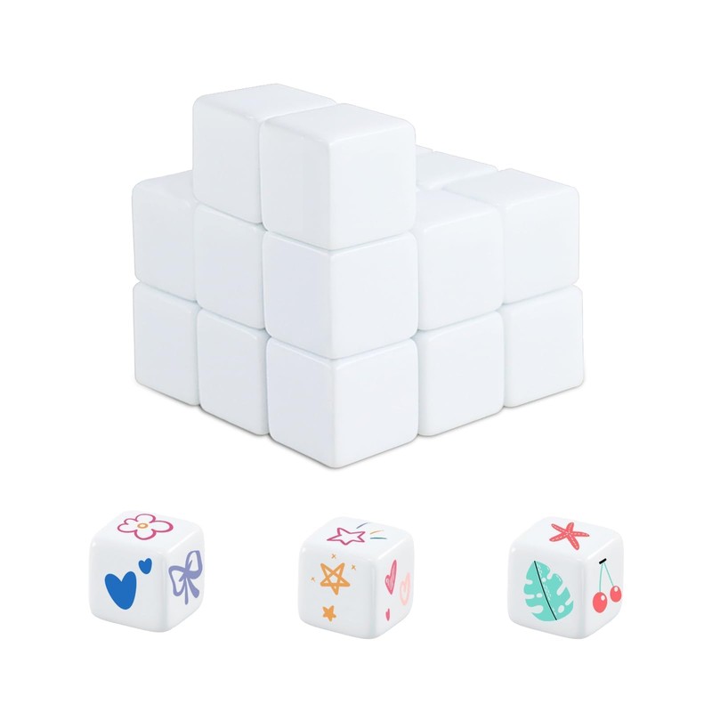 Rounded Empty Six 20 Pieces White Blank Dice, 25 mm