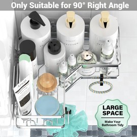 AKTECKE Corner Shower Caddy Bathroom Organizer: Adhesive Shower Rack Bathtub Shelves - 3Pack No Drilling Shower Shelf For Inside Shower - Stainless Steel Rustproof Bathroom Stuff