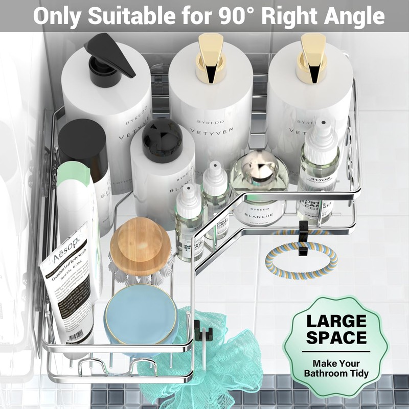 AKTECKE Corner Shower Caddy Bathroom Organizer: Adhesive Shower Rack Bathtub