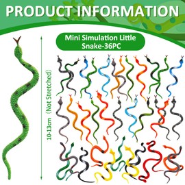 Frasheng Pack of 36 Snakes Toys Children Plastic Snakes Rainforest Snakes Various Snakes Colourful Fake Snake Toys Suitable for Children from 3 Years
