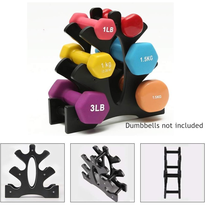 Triangular Dumbbell Rack Stand, 3 Tier, Weight Holder 23x22.5x8.5cm, for