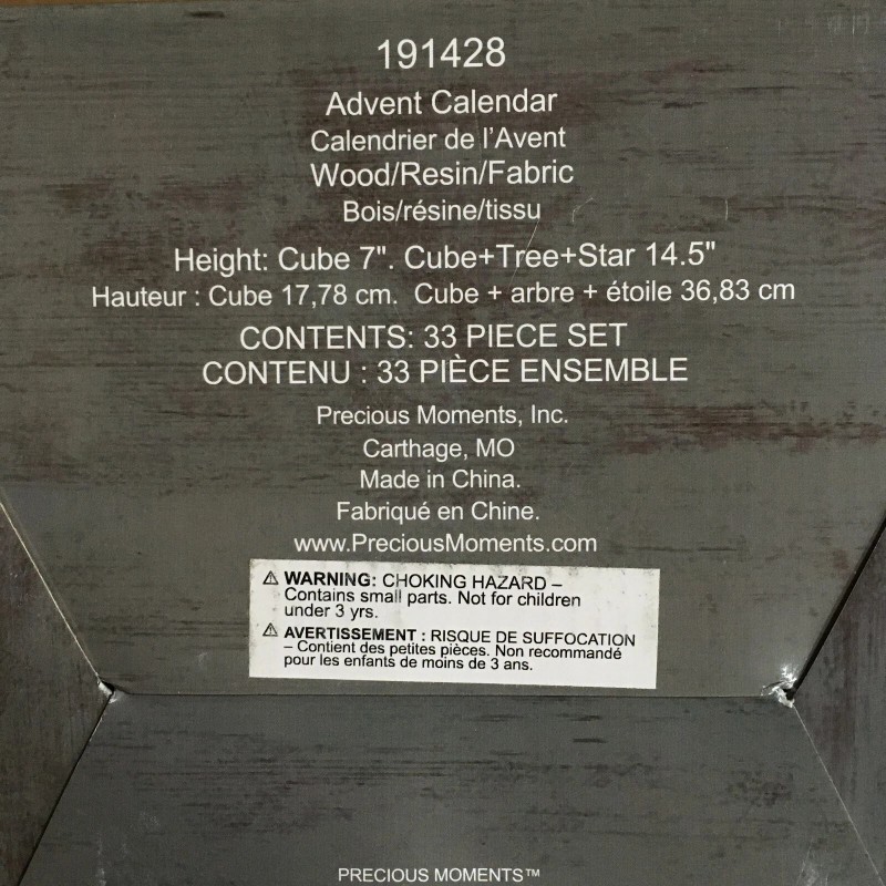 Precious Snowments Advent Calendar 191428, Snowman Cubed Holiday Countdown