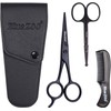 BlueZOO Beard Mustache Scissors and Comb Kit with PU Storage