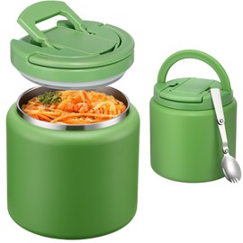 Itslife Soup Thermo for Hot Food Kids 25.5oz Lunch Containers with Buckle Lid Wide Mouth Hot Food Jar Vacuum Insulated Stainless Steel Bento Box Leakproof with Spoon(Green)