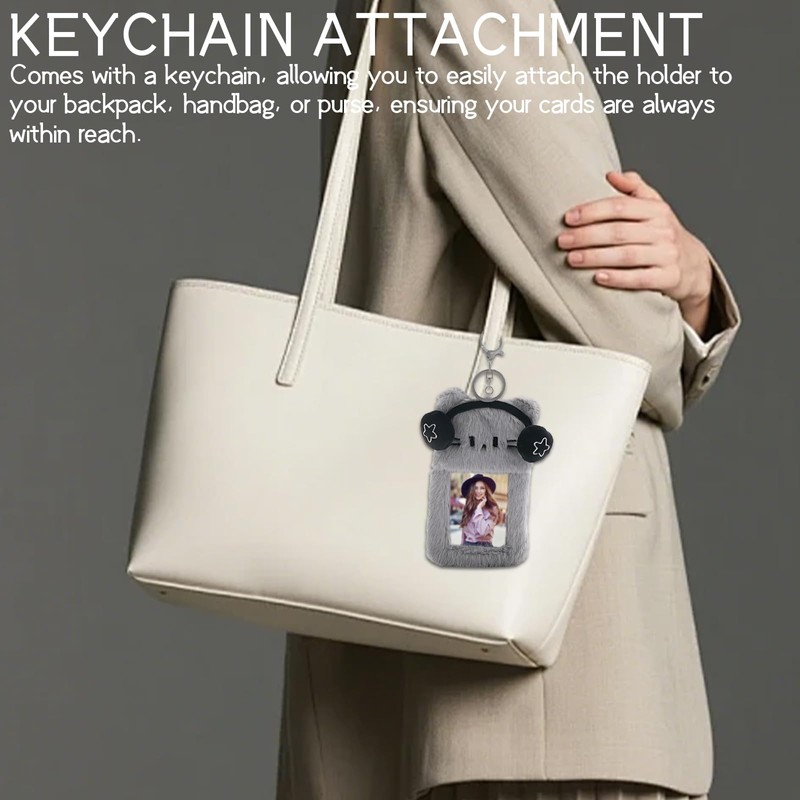 Cat Photocard Holder with Clear Window - Plush Kitten Badge