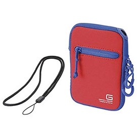 Elecom DGB-063RD Digital Camera Case, Soft Case, Neck Strap, Neoprene, S Size, Reference Dimensions: 2.4 x 1.1 x 3.9 inches (61 x 27 x 100.5 mm), Red