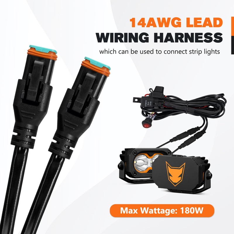 LIGHTFOX LED Light Bar Wiring Harness Kit-14AWG Wiring Kit with