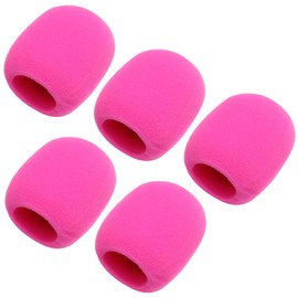 Fielect 5PCS Thicken Ball-Type Sponge Foam Mic Cover Handheld Microphone Windscreen Shield Protection Pink for KTV Broadcasting