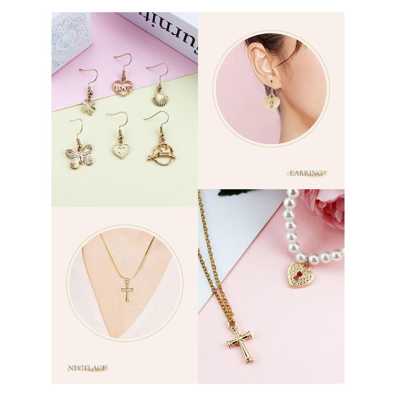 JIALEEY Wholesale Bulk 50PCS Mixed Gold Charms Pendants DIY for