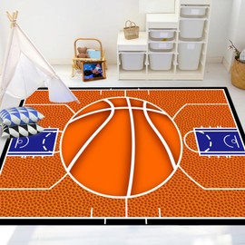 HEBDKPE Basketball Rug - Basketball Rug for Boys Bedroom Basketball Area Rug Basketball Rugs for Teens Room Basketball Carpet Basketball Decor Floor Mats, 3x5 Feet
