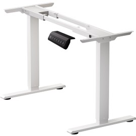 NICECOZY Dual Motor Electric Standing Desk Frame, Height Adjustable Table Legs for Max 90″ x 44″ Desktop with 265 lbs Capacity, Ergonomic Sit Stand Up Desk Base for Home Office, White Frame Only
