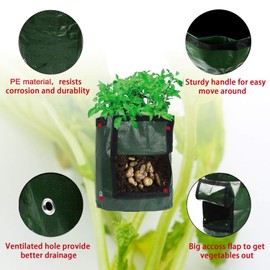 Grow Bags 10 Gallon for Growing Potato Garden Bags with Handles Fabric Pots to Grow Vegetables Tomato Carrot Onion Fruits (2 pcs)